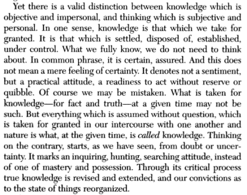 Dewey on Knowledge and Thinking